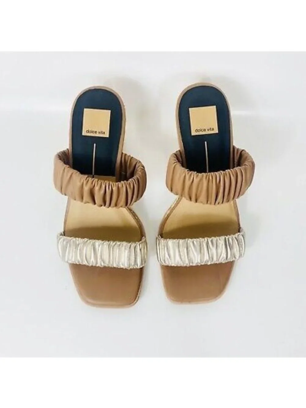 Dolce Vita Nadie Raffa Wedge Espadrille Sandals Double Gathered Leather Size 8